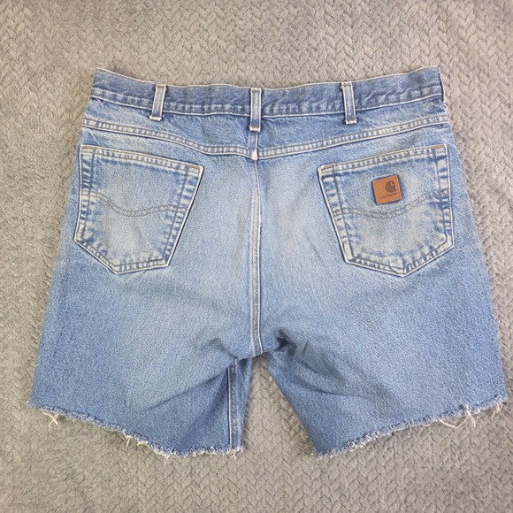 Carhartt B17 Denim Shorts Men's 38 Relaxed Fit Cutoff Blue Jean Workwear - Picture 8 of 9